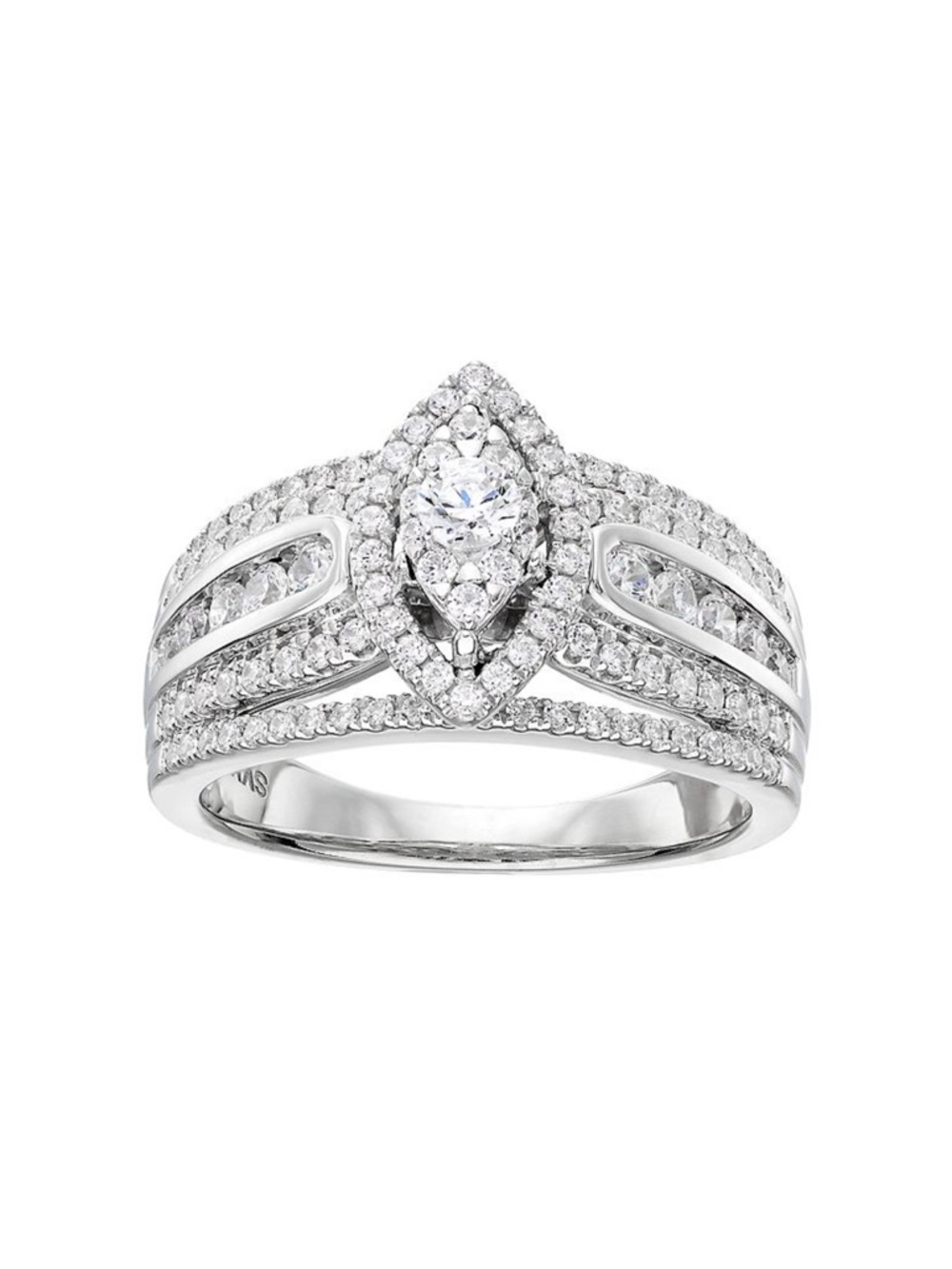 Vera Wang 14k gold diamond ring Marquise Halo Bridal Ring Size 9 - Picture 9 of 9
